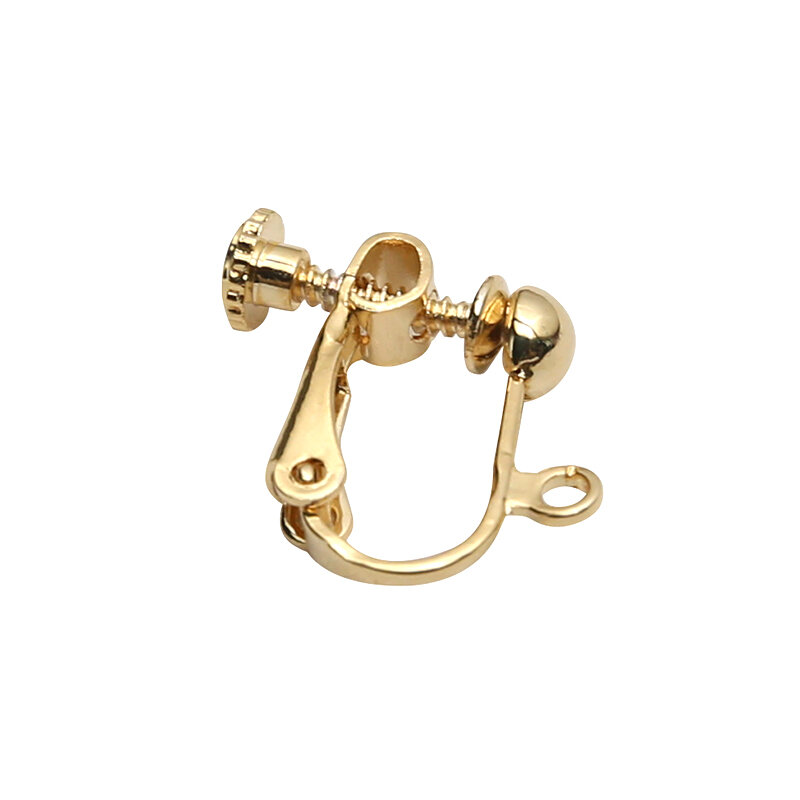 Clip de oreja de tornillo chapado en oro, convertidor de Clip de oreja sin dolor, Material de pendiente hecho a mano, accesorios de joyería Diy, 2 piezas