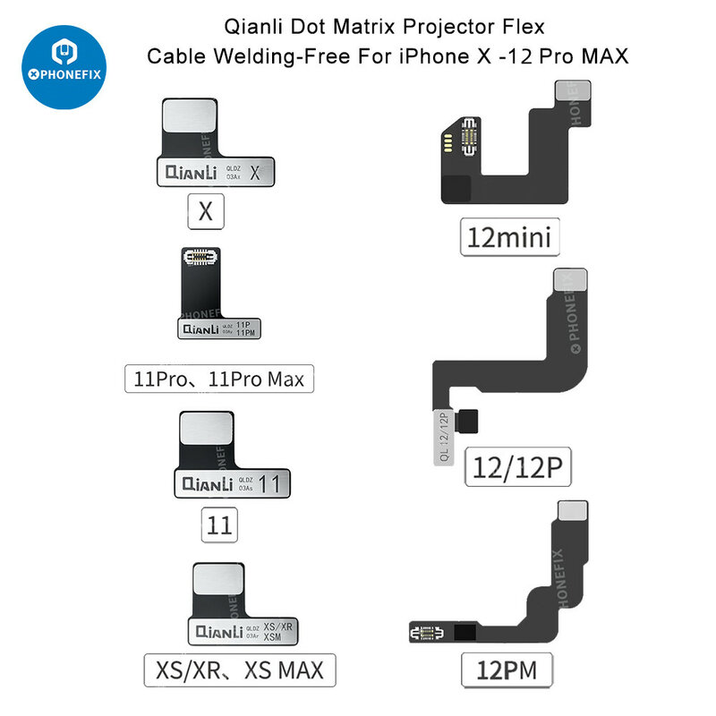 QianLi-Cable flexible de matriz de puntos, dispositivo de identificación facial, compatible con iPhone X/11/12/13/14PM, No funciona, proyector de puntos, lectura y escritura, No se desmonta