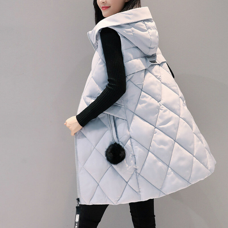 Women Down Cotton Vest L-4XL  Spring and Autumn Korean Waistcoat Vest Women Winter Warm Sleeveless Jacket Woman Large