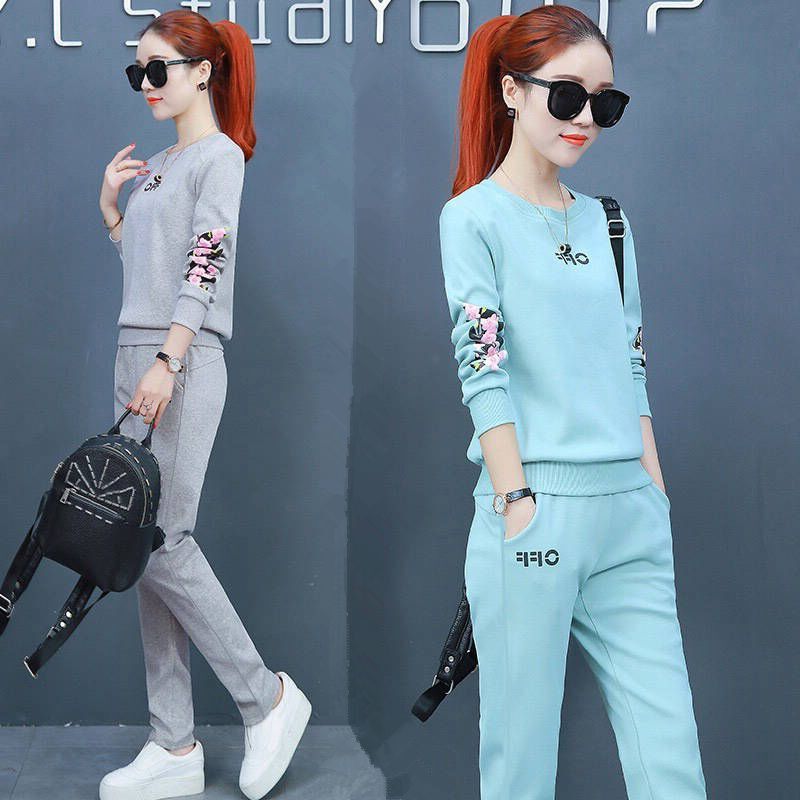 Women's Casual Sports Suit Spring Autumn Winter 2022 New Fashion Slim Korean Long Sleeve Tops Pencil Pants 2 Two Piece Set Ladie