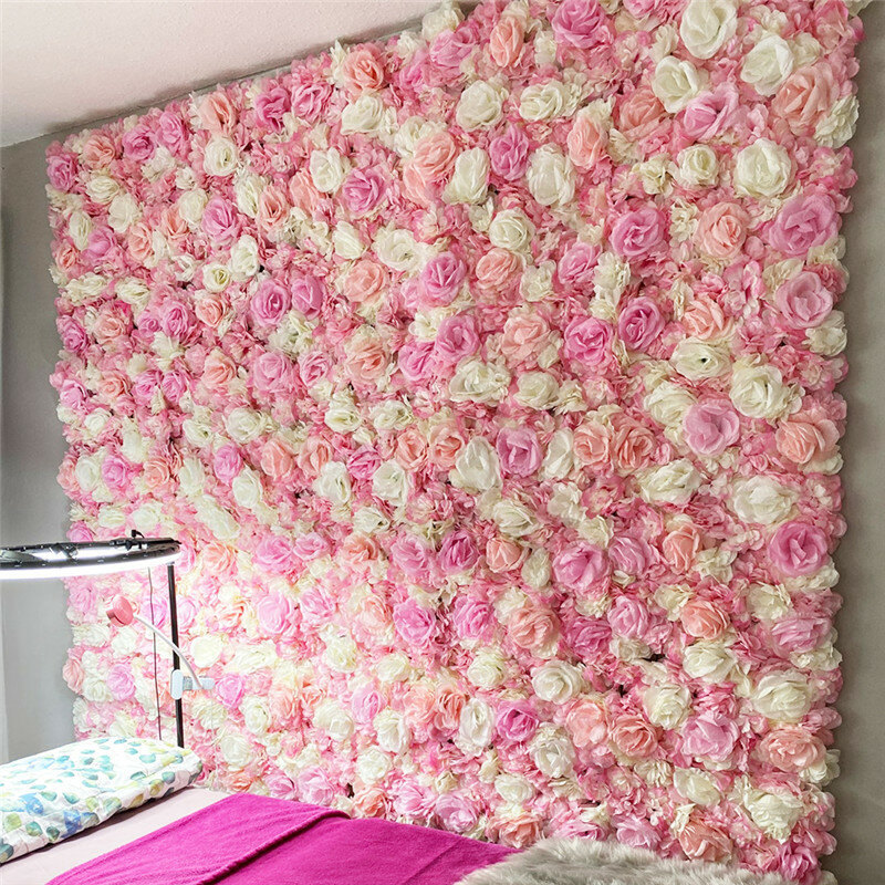 60x40cm 인공 꽃 DIY 웨딩 장식 꽃 벽 패널 실크 장미 꽃 크리스마스 장식 웨딩 배경