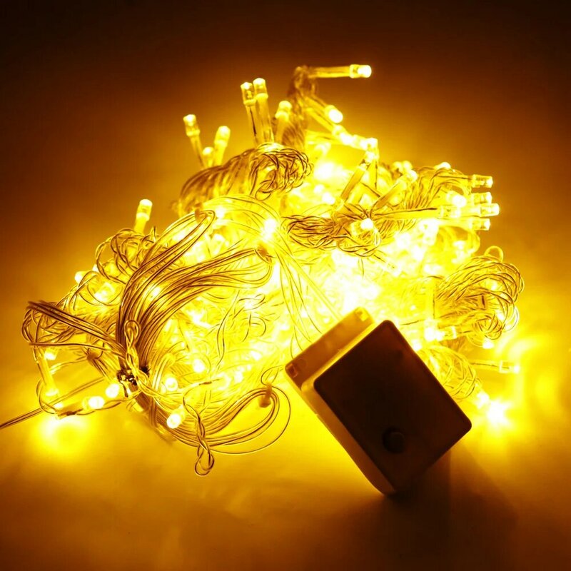 Guirnalda de luces LED de Navidad para jardín, iluminación de vacaciones para boda, fiesta en casa, 2x2/3x3/3x6m, 200/300/600