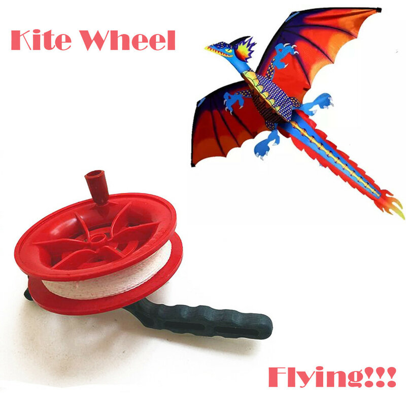 Moulinet de cerf-volant à roue rouge pour enfants, ligne de ficelle torsadée, cadeau d'anniversaire coule parent-enfant, jouets amusants, 50m