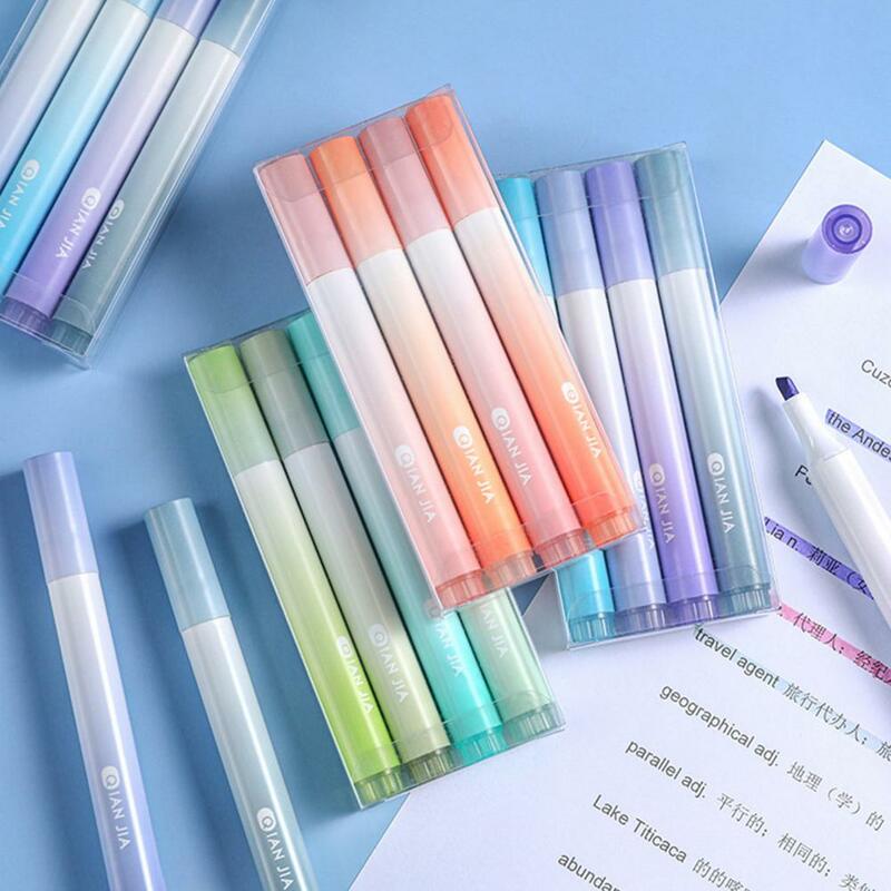 Rápida-secagem marcação canetas para estudantes, cores gradiente, marca, escrita suave, mesmo saída de tinta, marcadores canetas, Eye Care, 4 pcs