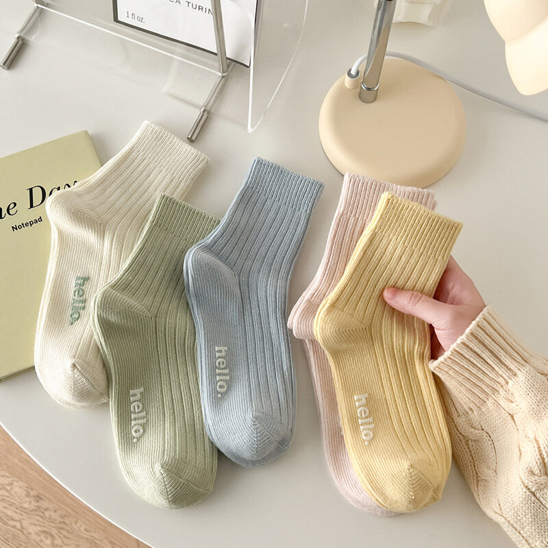 Calcetines tobilleros de algodón para mujer y niña, medias tobilleras de estilo japonés, Color sólido, Kawaii