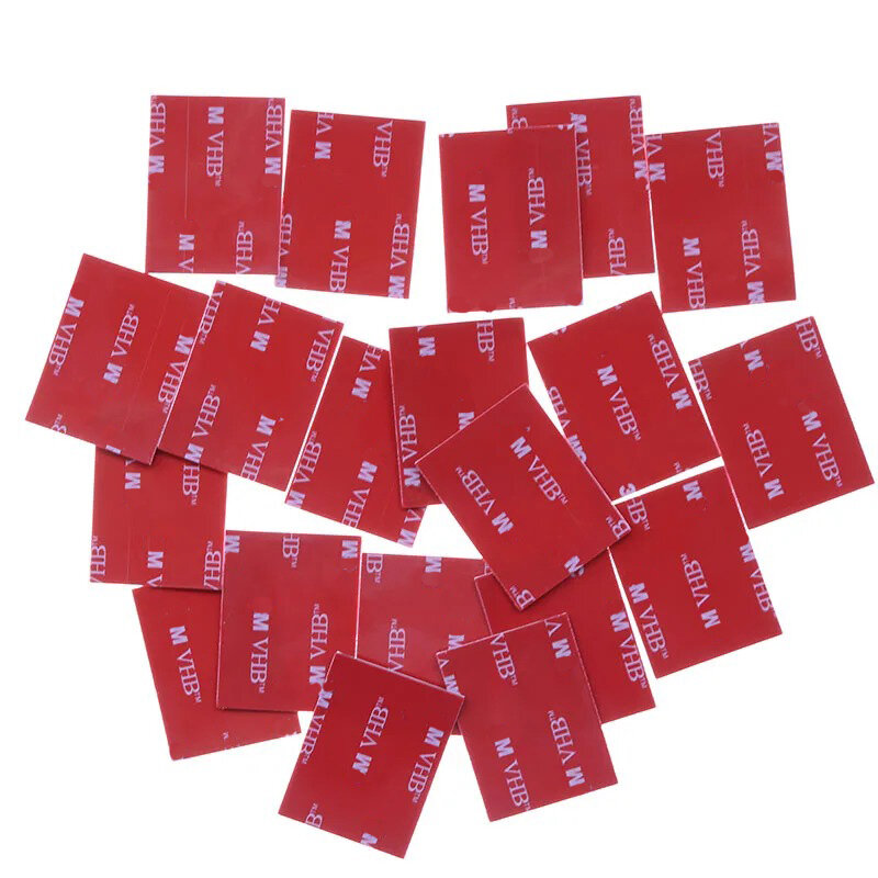 Cinta adhesiva de doble cara de espuma de goma, adhesivo fuerte de doble cara, fondo rojo y gris, cinta de papelería de oficina, 20 hojas, 30x40mm