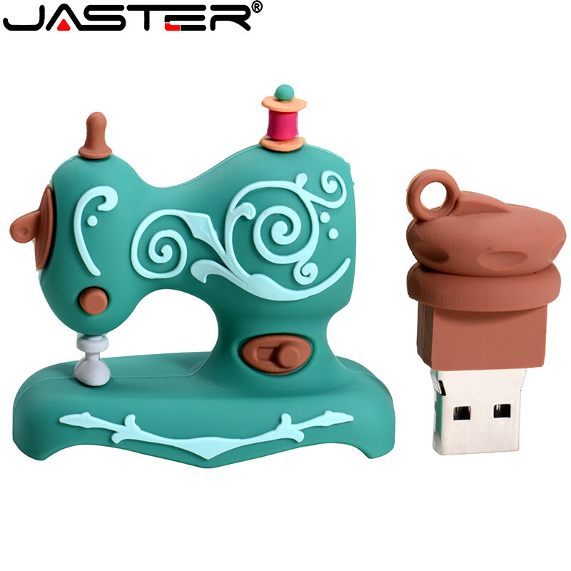JASTER Pendrive 128GB USB 2.0, Flash Drive 64GB kartun set penuh penjahit mesin jahit gunting Drive 32GB 16GB memori Disk