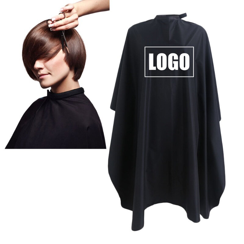 Benutzer definierte Logo wasserdichte Salon Friseur Haarschnitt Abdeckung farbige Haare staub dichte Schürze Styling Stoff Friseur Schürze Umhang