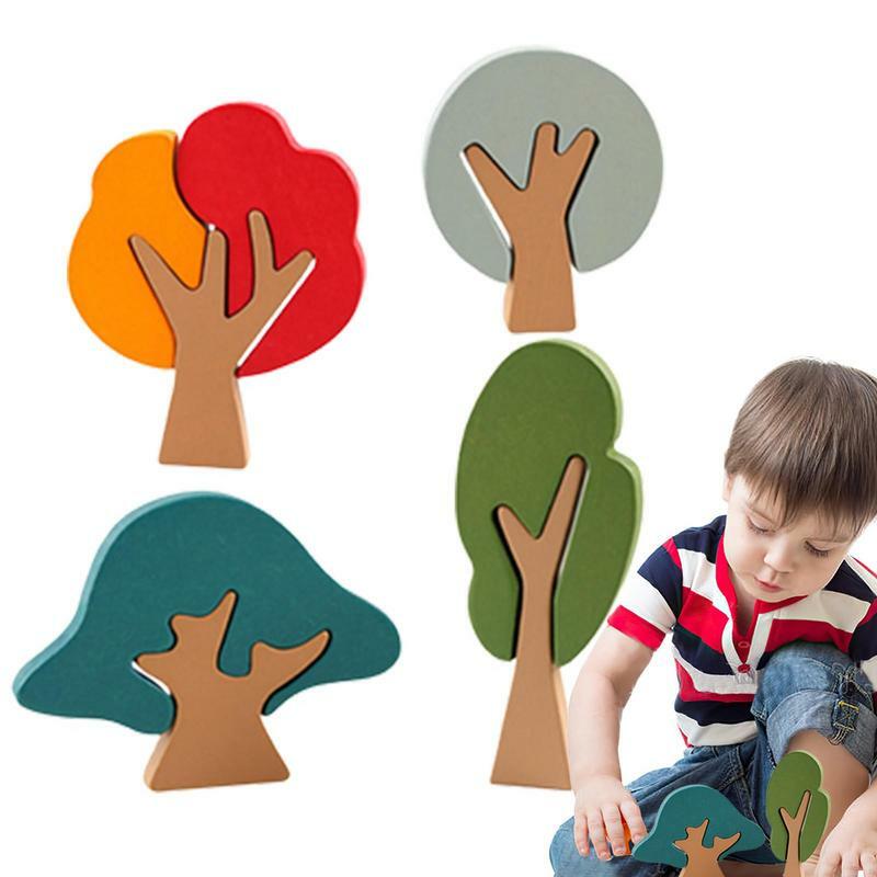 어린이 나무 빌딩 블록 나무 장난감, 몬테소리 학습 교육 장난감, 무지개 만다라 느슨한 부품, 감각 장난감