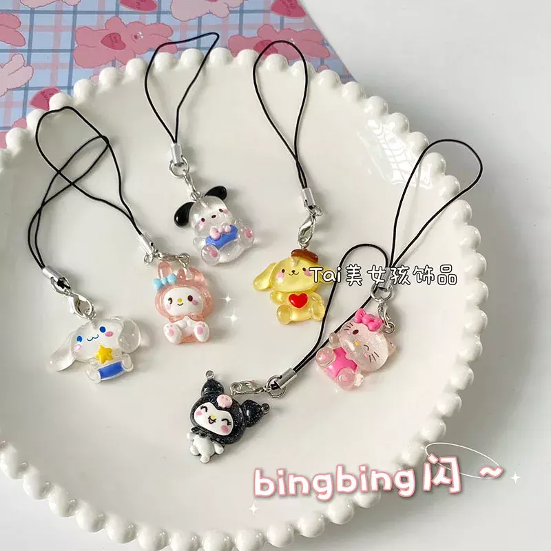 Anime Mijn Melodys Tas Sleutelhanger Cartoon Cinnamonrolls Hallo Kittys Schattige Telefoon Hanger Girly Items Hanger Touw Decoratie Cadeau