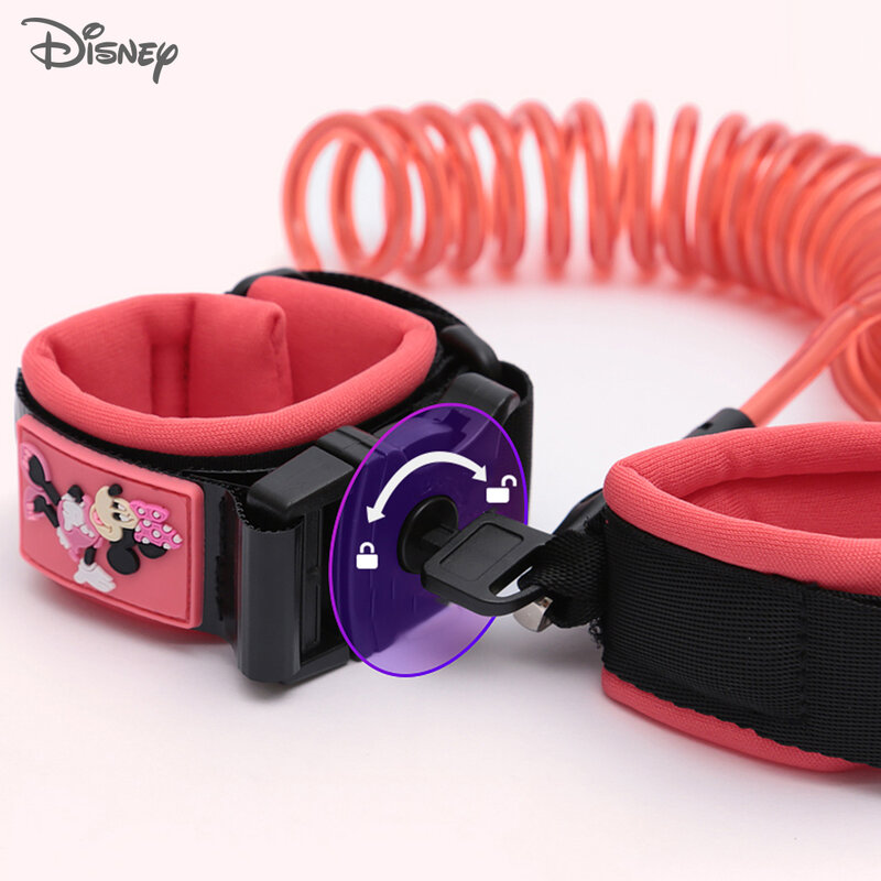 Disney Brand Baby Anti-lost Bracelet With Lock Anti-missing Harness Strap Rope Lock-proof Belt For Kids Toddlers Children 1.8m
