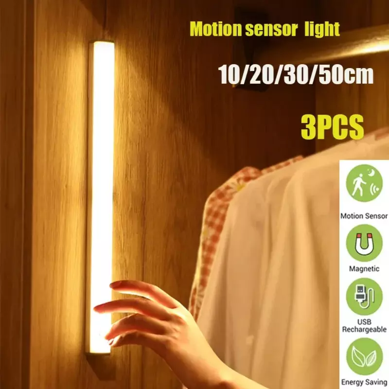 Czujnik ruchu PIR oświetlenie szafki LED nocna lampka indukcyjna USB bezprzewodowa przenośna latarka z detektorem do przedpokoju garderoby