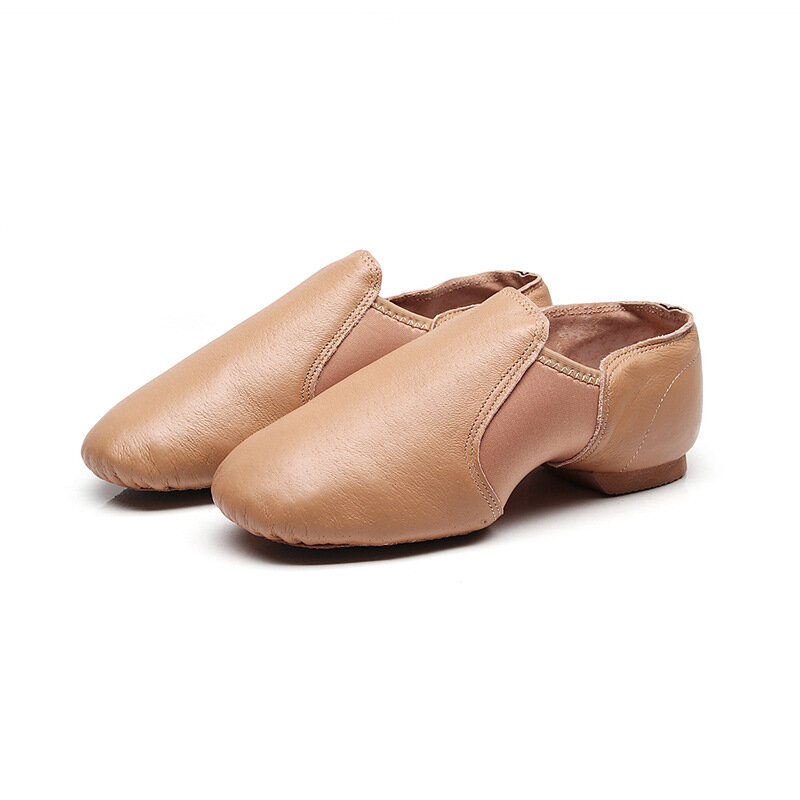 Sepatu Jazz Slip-on atas kulit asli, sepatu dansa Jazz, sepatu anak untuk pria dan wanita Salsa di sepatu Jazz, sepatu balet perut