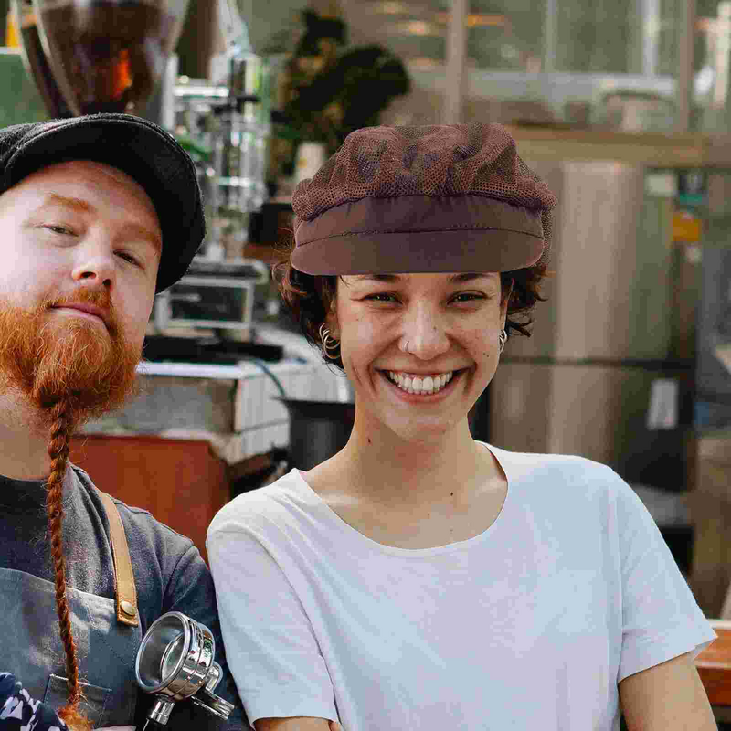 Chapéu à prova de poeira e respirável para homens e mulheres, gorro chef, cozinha e garçom, restaurante e chef, boné higiênico, fábrica de alimentos, marrom