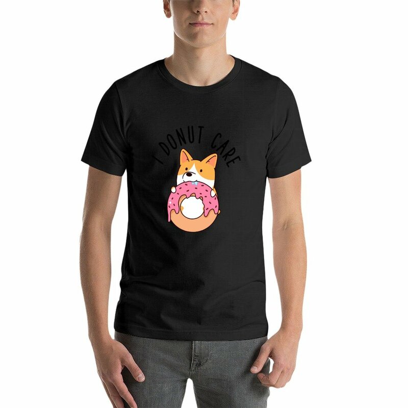 Camiseta I donut care Corgi para hombres, ropa de anime, ropa kawaii para niños, camisetas para fanáticos del deporte con estampado animal