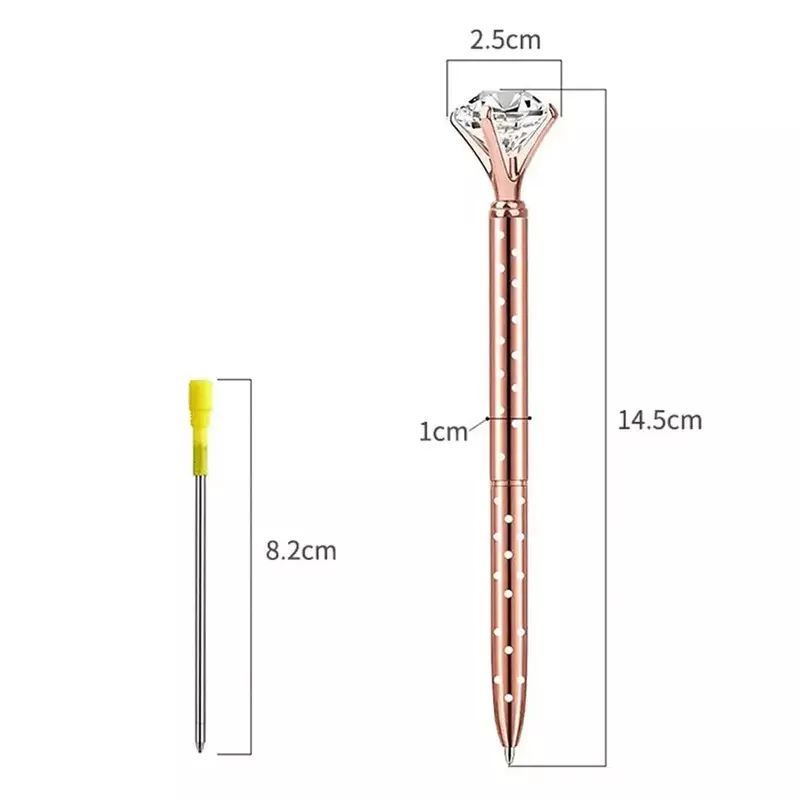 Large Diamond Crystal Pen Ballpoint  Student Stationery Office Business Gifts 1.0mm Metal Nib Rhinestone  Ball Point