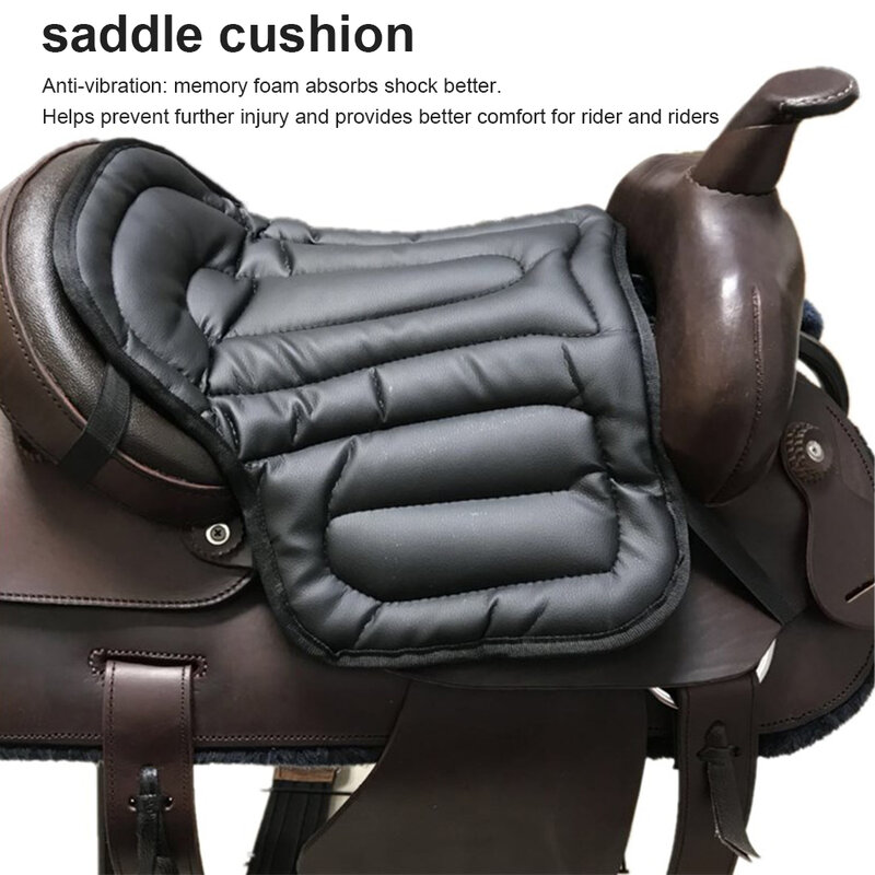 PU Riding Saddle Pad Shock Absorbing Thickened Equestrian Seat Cover Support Cushion Professional Outdoor Dark Brown