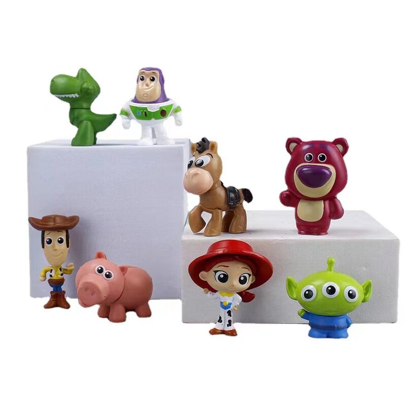 Disney Toy Story 4  Figuras de acción de Disney, de Woody minimuñecas, Buzz Lightyear, versión Q, Toy Story 4, regalo de cumpleaños para niños