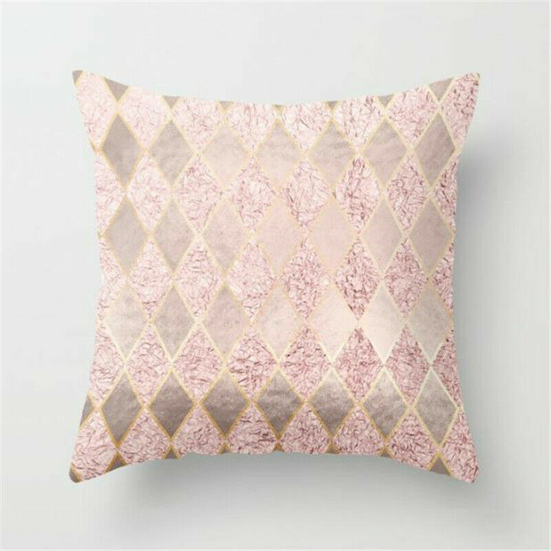 Rose Gold Throw Pillow Case Pink Geometric Pattern 45*45cm Sofa Waist Cushion Cover Bed Pillow Cover Home  Decor