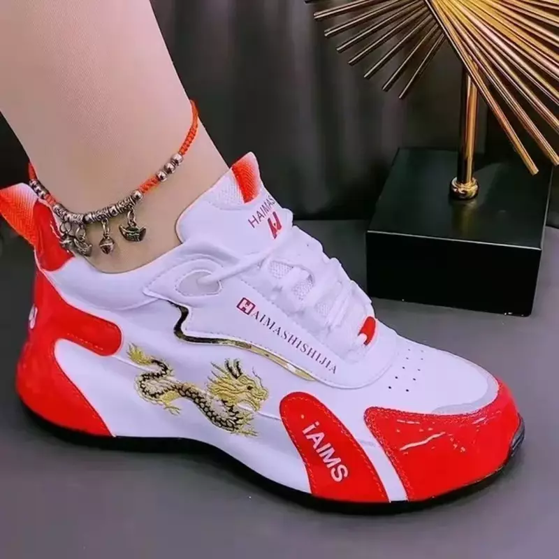 Designer Sneakers for Women Summer Leather Waterproof Casual Sports Shoes Women Lightweight Breathable Non-slip Platform Shoes