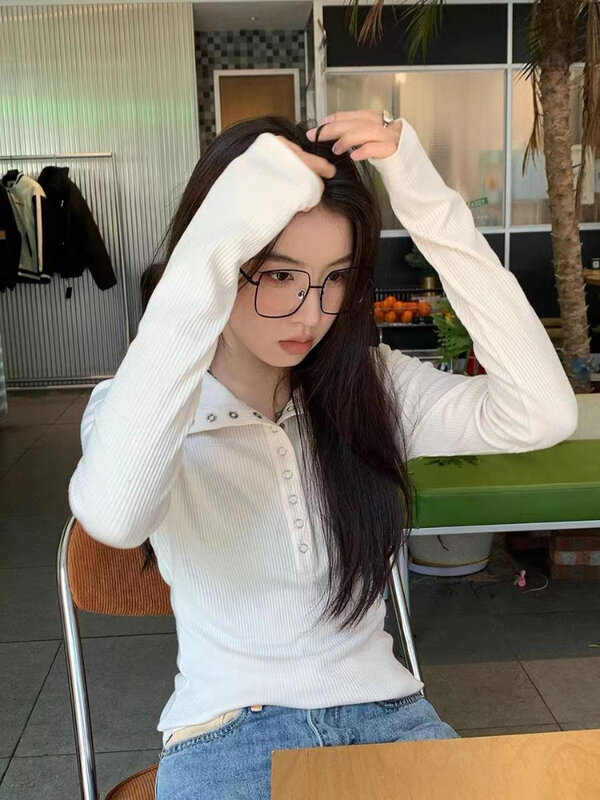 2023 maglione lavorato a maglia da donna Y2K pullover a maniche lunghe coreano Streetwear maglioni lavorati a maglia Vintage per le donne Slim Fit Bottoming Tops