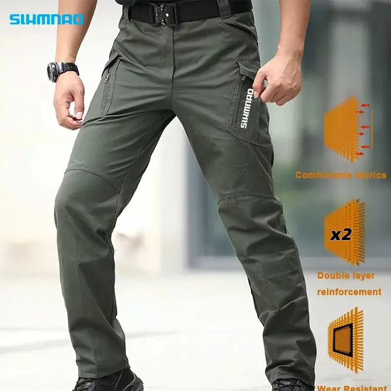 Summer X9 Tactical Pants Men's Slim Fit Elastic Multi Pocket Fishing Pants Outdoor Straight leg Work pants