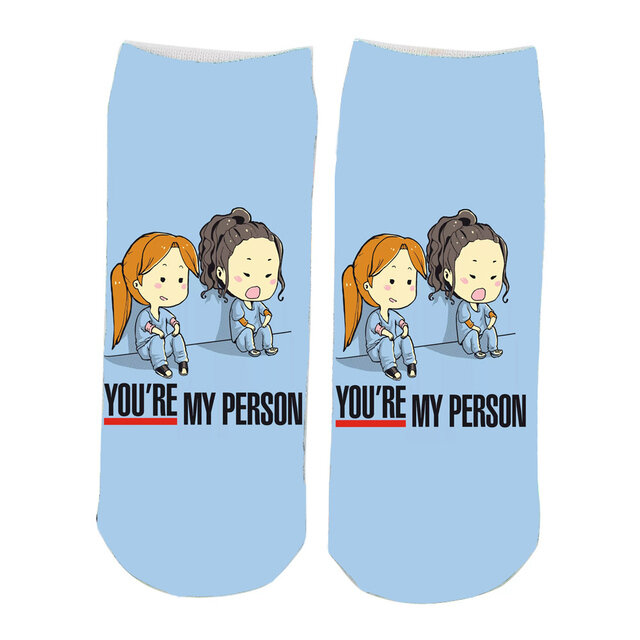Doctor Nurse Print Grey's Anatomy Cotton Socks Casual Creative Breathable Soft Funny Novelty Low Tube Socks gift for fans