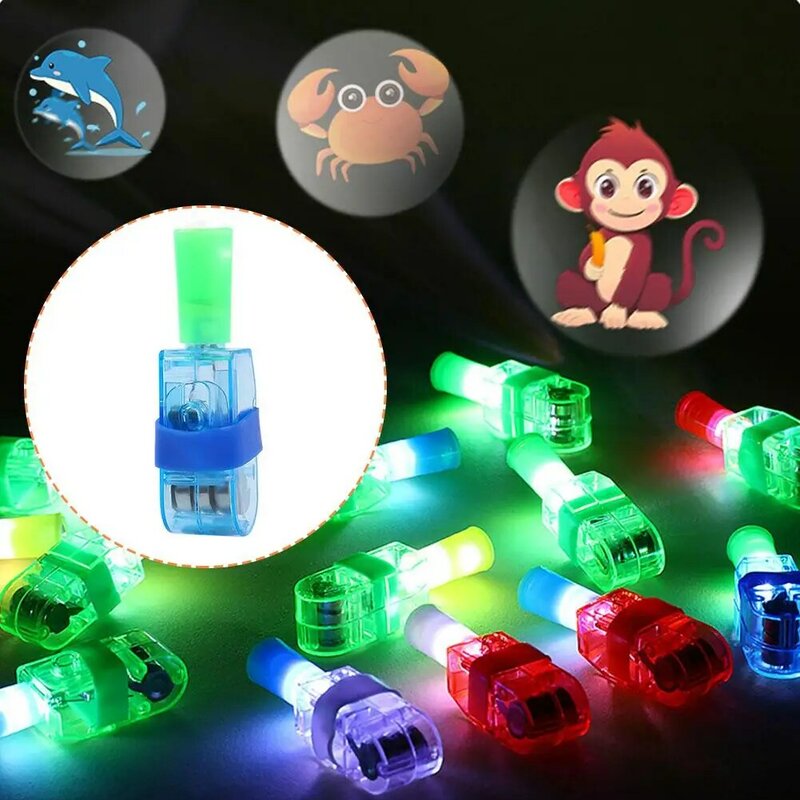 Luz de projeção dos desenhos animados para crianças Luz destacável do dedo Brinquedo de concerto luminoso pequeno Presentes LED para crianças S4b8