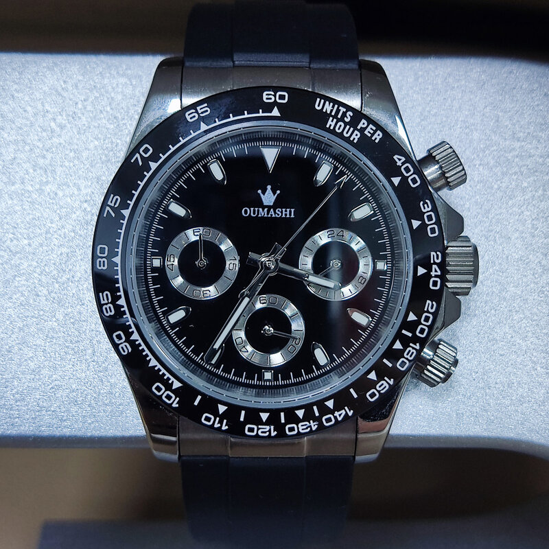 Panda dial vk63 custodia logo personalizzato nh35 cassa dell'orologio giappone orologio al quarzo VK63 movimento nh36 cassa cronografo elettronico multifunzione