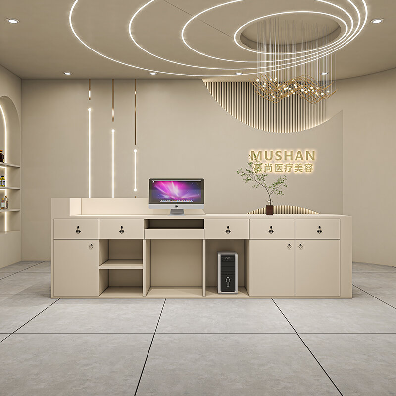 Nordic Modern Reception Desk, Móveis loja de roupas, Nail Salon, Information Desk, Caixa simples