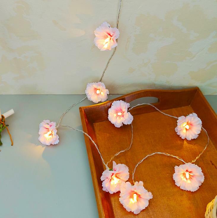Lampu LED dekoratif bunga sakura kain merah muda baru