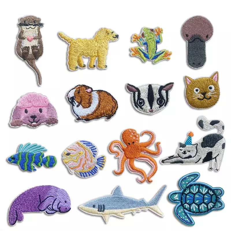 2024 New Cartoon Embroidery Patch DIY Cute Animal Stickers Iron on Patches Adhesive Badges Fabric Emblem Cloth Bag Accessories