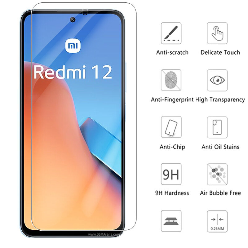1-4ชิ้นกระจกนิรภัยป้องกันหน้าจอสำหรับ Xiaomi redmi 12 4g ฟิล์มป้องกันหน้าจอ readmi redmy 12 4G 6.79 "Redmi12