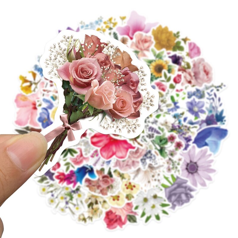 สติกเกอร์กราฟฟิตีกันน้ำลายดอกไม้ทำมือ10/30/50ชิ้นลายดอกไม้ตกแต่งสวยงามกระเป๋าแล็ปท็อปถ้วยตู้เย็นโทรศัพท์สมุดภาพสติกเกอร์เด็ก