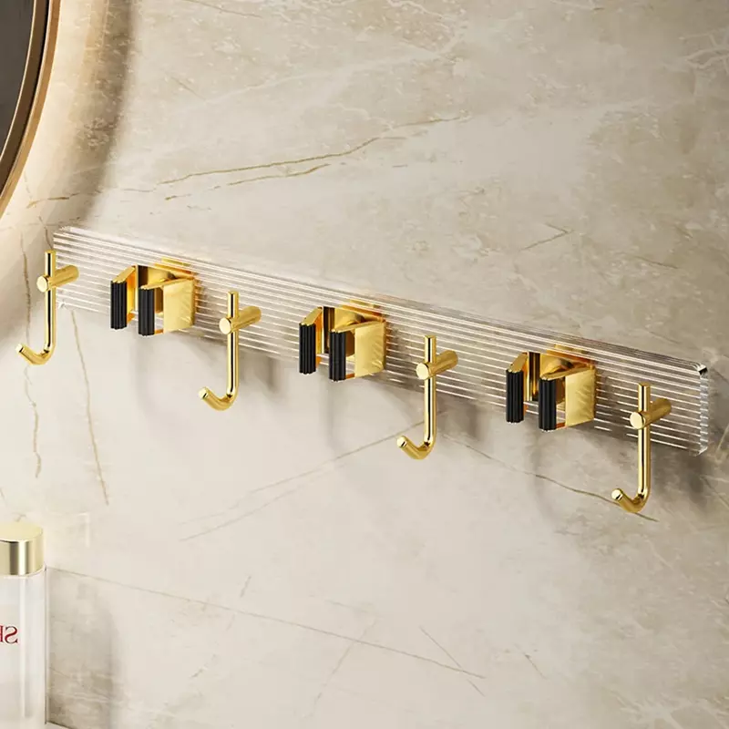 Bathroom Acrylic Light Luxury Gold Broom Clip Hook Without Punching Mop Multi-functional Broom Fixed Hanger Storage Hook