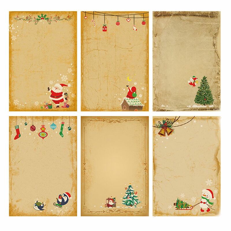 InPorter de fête du père Noël, carte de voeux cadeau, enveloppes de Noël, papier kraft, bloc-notes de lettre de Noël, ensemble de 6 pièces