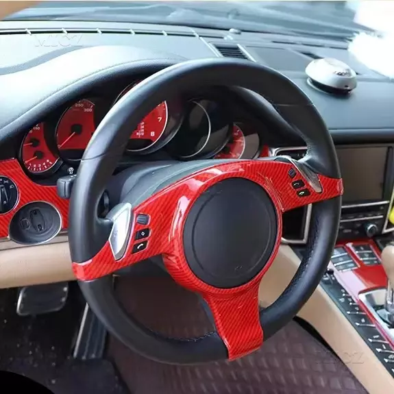 Embellecedor de cubierta de Panel de volante de fibra de carbono ABS para Porsche Cayenne 2011-2016, Panamera 2010-2016