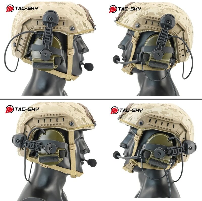 TS TAC-SKY 2024 nowy taktyczny zestaw słuchawkowy wojskowy Comtac 3 ochrona słuchu elektroniczne silikonowe nauszniki szyna ARC uchwyt na kask