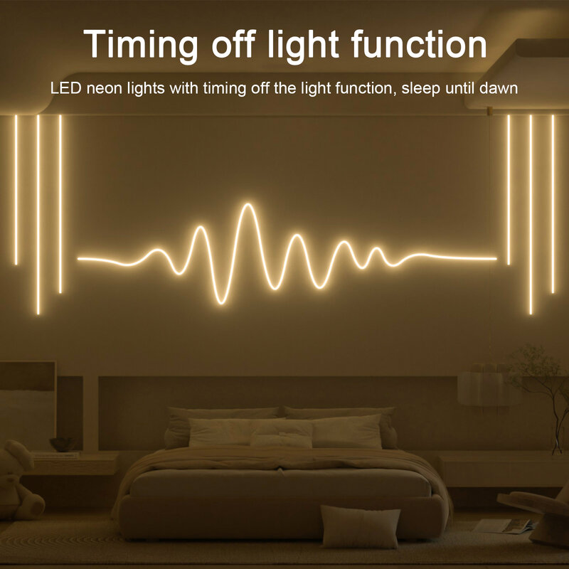 RGBIC lampu Neon LED Strip WIFI, lampu tali Neon tahan air IP67 DIY bilah lampu kontrol aplikasi sinkronisasi musik dekorasi lampu belakang TV