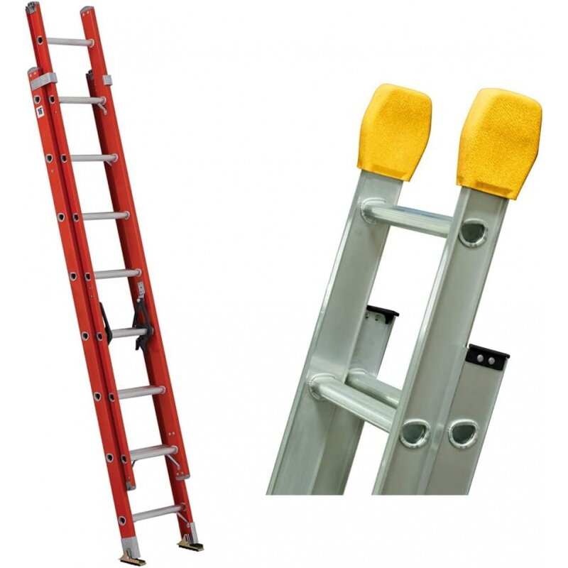 Louisville Ladder 16-Foot Fiberglass Extension Ladder with Pro-Guard Ladder Covers
