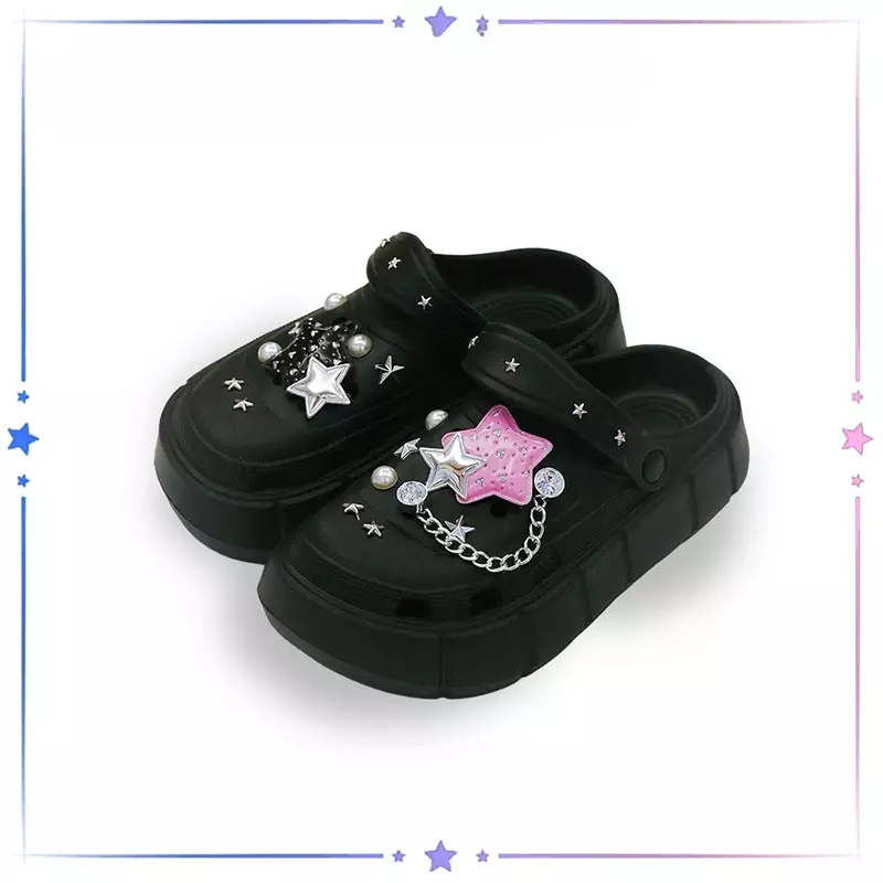 Summer Perforated Shoe Upper Sweet Cool Five Pointed Star Stickers Detachable Cartoon Shoe Decorations on The Buckle Decoration