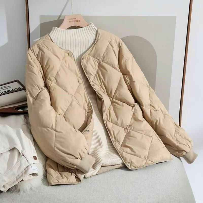 여성용 단색 다운 코튼 재킷, 경량 여성 루즈 코튼 패딩 재킷, 캐주얼 푸퍼 재킷, 여성 의류, 가을 겨울