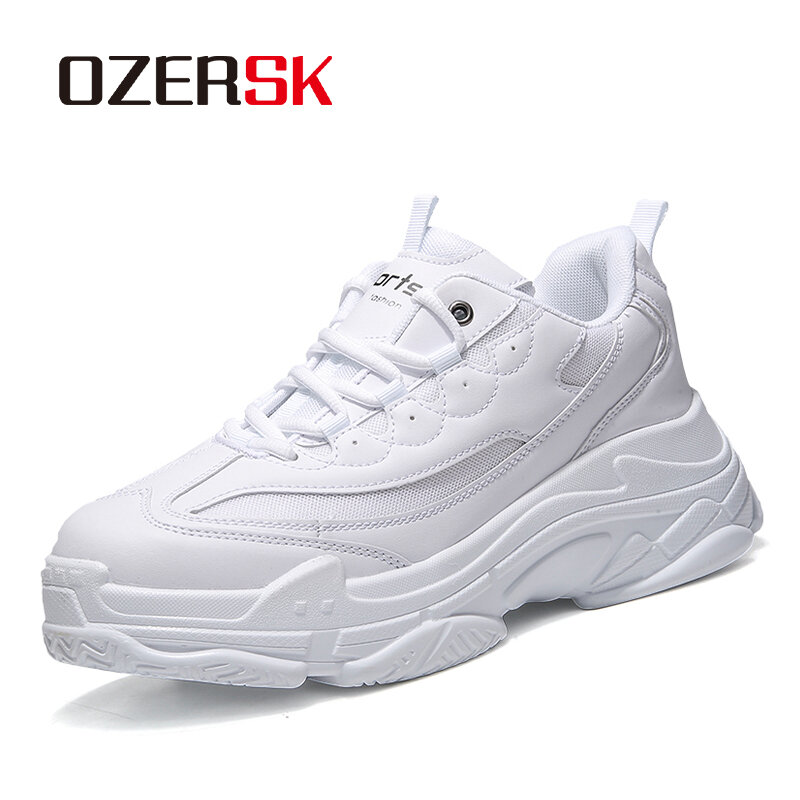 Ozersk ระบายอากาศได้สวมใส่สบายกลางแจ้งกันลื่นแพลตฟอร์มประกบกันด้านบนรองเท้าแฟชั่นลำลองสำหรับผู้ชายขนาด37-45