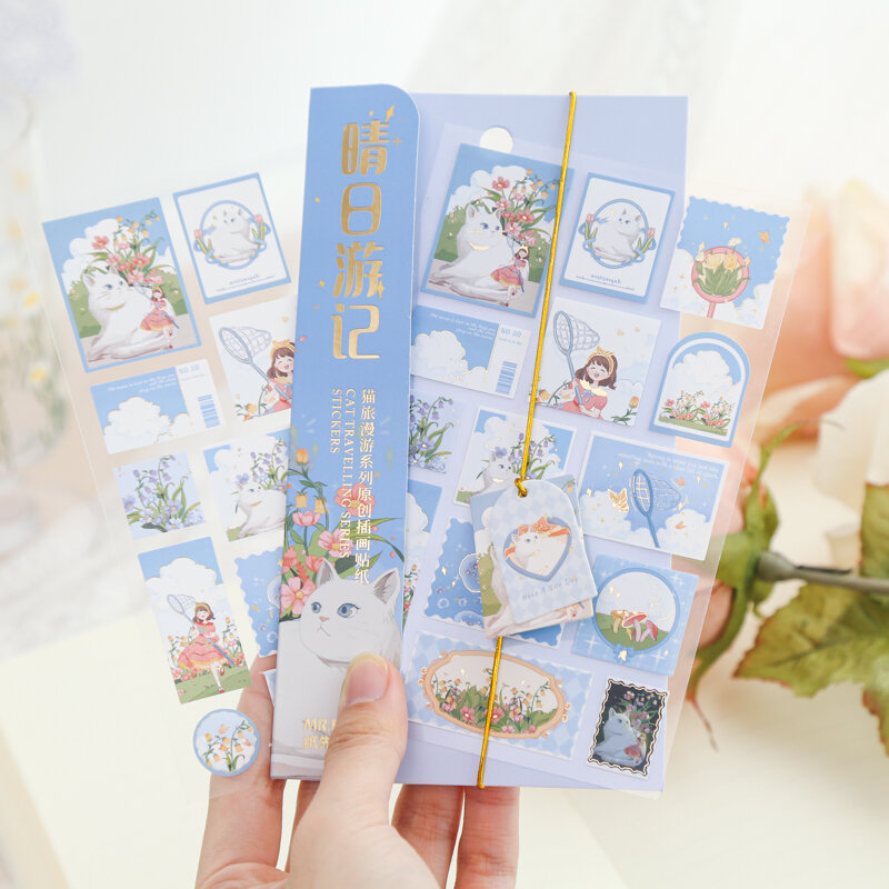 30Packs Wholesale travel roaming flat stickers creative basic Hand Paper account decorative material Scrapbooking sticker