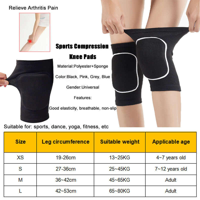 Sports Compression Knee Pads Elastic Knee Protector Thickened Sponge Knee Brace Support for Dancing Training Yoga Protector