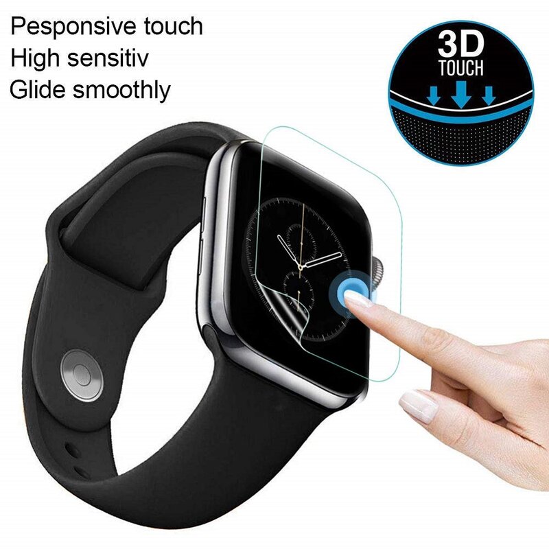 Protecteur d'écran pour Apple Watch, Film de protection complet transparent pour Apple Watch 7, 6, SE, 5, 4, 45mm, 41mm, 40mm, 44mm, Pas de verre pour iWatch 3, 2, 1, 38mm, 42mm
