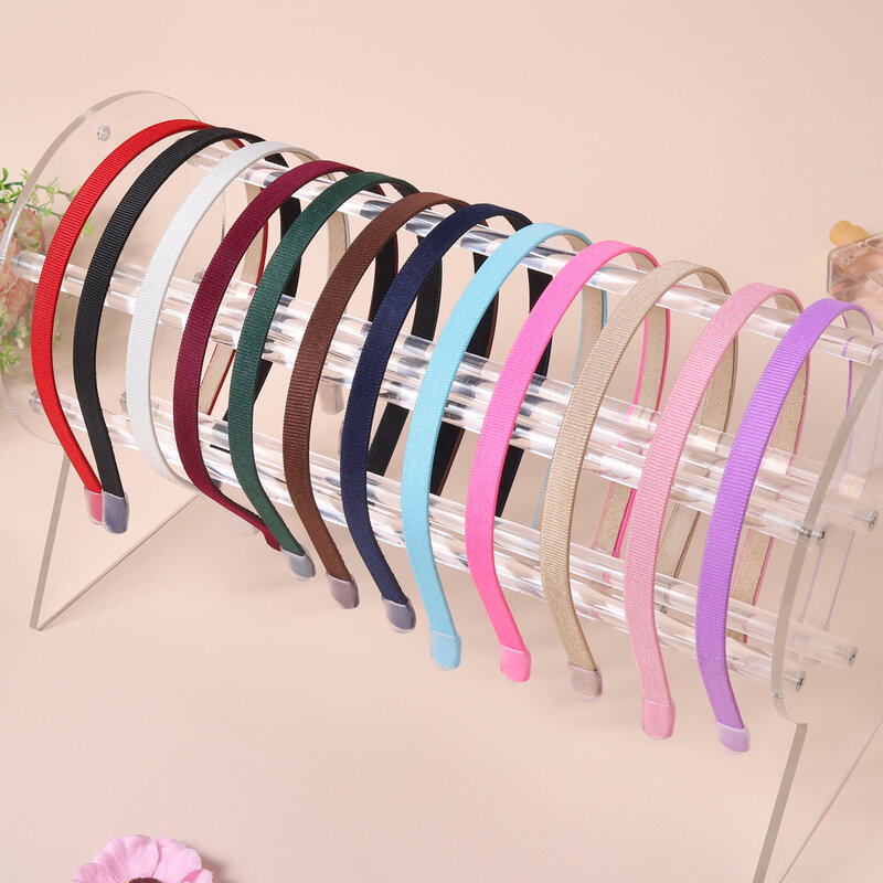 12pcs New Solid Color Threaded Headband Girls Simple Texture Versatile Hairband Face Washing Headband DIY Accessories 1cm