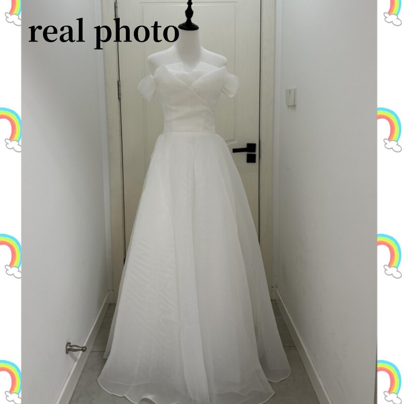 ชุดแต่งงานทรงเอไลน์เปิดไหล่สวยสง่าชุดเดรสยาวแบบเรียบง่ายสำหรับ2023 sukienka na wesele ออกแบบได้ตามต้องการขนาดพิเศษ