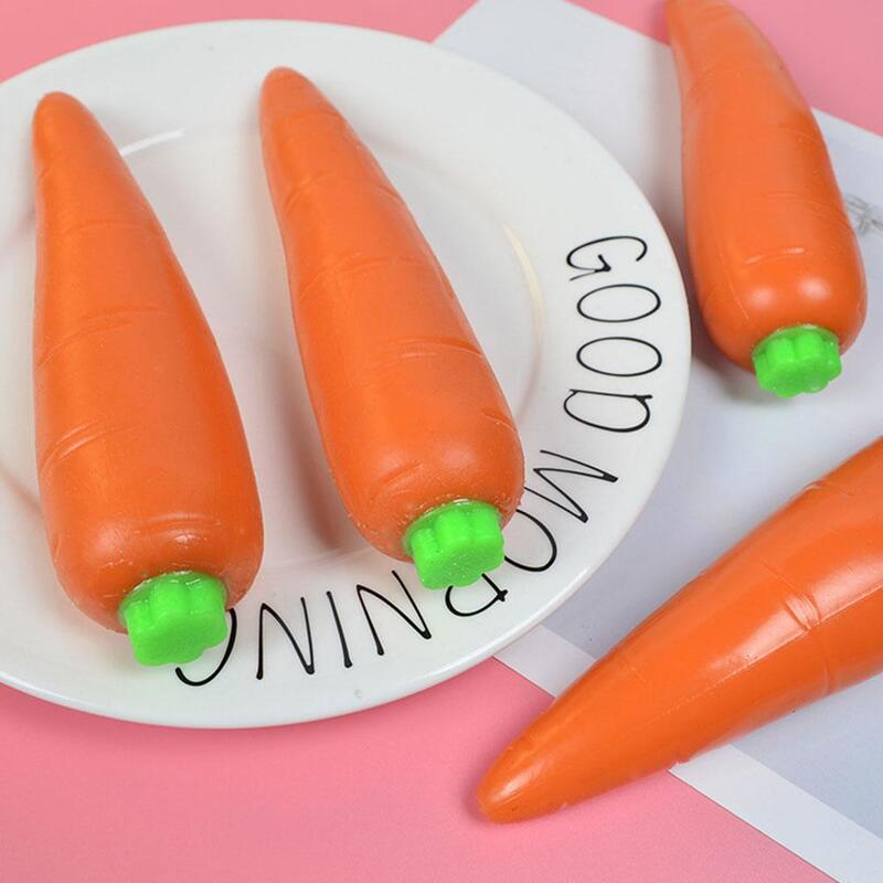 Mainan Fidget sensor berbentuk wortel 6 inci sayuran antistres untuk anak-anak mainan cubit interaktif dekompresi U1O9