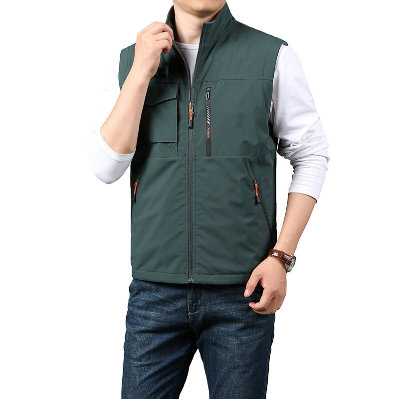 Heated Vest Luxury Men's Clothing Hunting Work Man Leather Vests Multi Pocket Tactical Military Camping Sports Large Size Coat